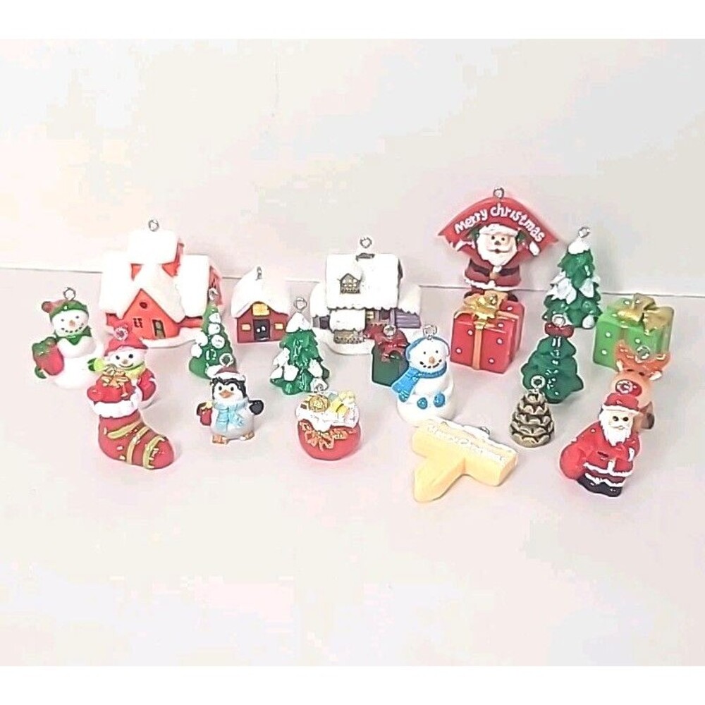 Lot of 21 Assorted Mini Plastic Christmas Ornaments - Unbranded
